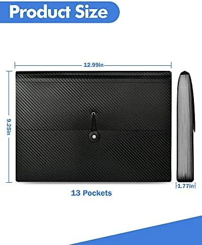 Expanding File Folder with Tabs - 13 Pockets File Organizer Accordion File Holder ，with Elastic Buckles Closure, A4 Paper Document Organizer for Home