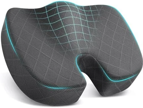 TushGuard Seat Cushion - Memory Foam Cushion for Office Chair - Car Seat, Airplane, Bleacher - Sciatica & Hip & Coccyx Pain Relief Desk Chair Cushion