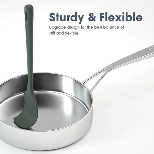 ChefAide 5 Pieces Silicone Spatula Set, Food Grade Rubber Spatula, Upgrade Strong Handle with Ergonomic Grip, Heat Resistant Up to 600°F for Nonstick