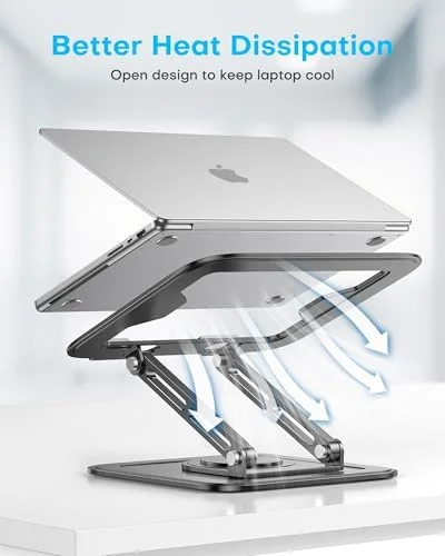 LOXP Adjustable Laptop Stand - Computer Stand with 360 Rotating Base, Ergonomic Laptop Riser Mount for Desk Foldable Protable Computer Desk Fits with