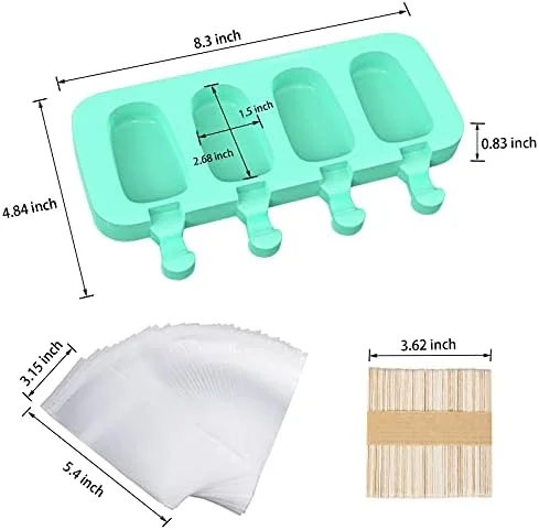 Popsicles Molds, Ozera 2 Pack Homemade Cake Pop Molds, Reusable Silicone Ice Pop Cream Maker Cakesicle Molds with 50 Wooden Sticks & 50 Bags