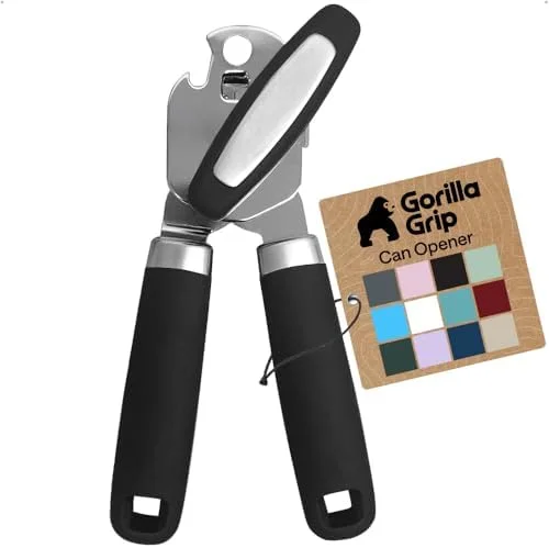 GORILLA GRIP Heavy Duty Stainless Steel Smooth Edge Manual Can Opener and Bottle Openers - US Designed, Comfortable Handle, Oversized Handheld Turn