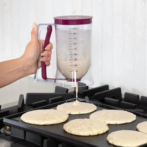 KPKitchen Pancake Batter Dispenser - Kitchen Must Have Tool for Perfect Pancakes, Cupcake, Waffle, Muffin Mix, Cake & Crepe - Baking Supplies for