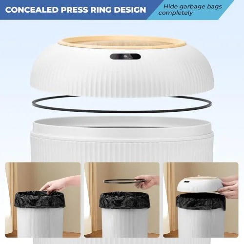 Pukomc Smart Sensor Wastebasket, Convenient and Hygienic Easy to Use, Technology Sensor Waterproof Wastebasket Plastic Trash can for Kitchen