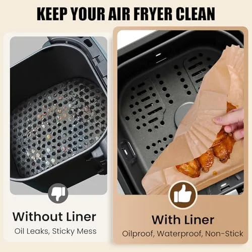 OLESBUR Air Fryer Liners Disposable, 200Pcs 8 Inch Airfryer Paper Liners, Unbleached Parchment Paper for Air Fryer Basket, Non-Stick Air Fryer