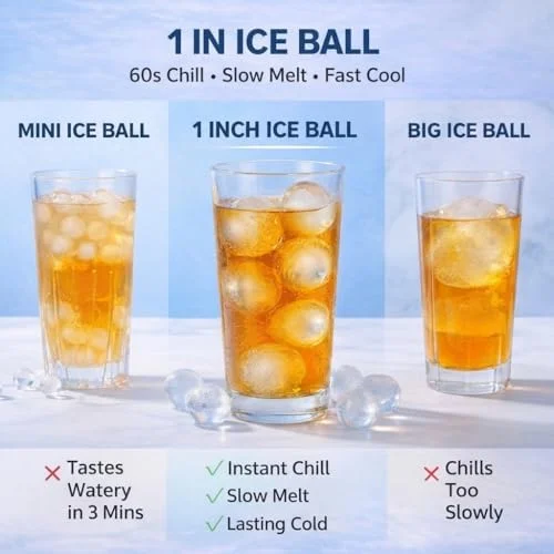 WIBIMEN Ice Cube Tray with Lid and Bin - Round Ice Trays for Freezer with Lid - Ice Cube Trays for Freezer with Ice Container (1"-2PACK Blue)