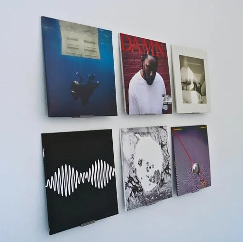Modern JP Adhesive Vinyl Wall Mount (4-Pack) – Strong Hold Record Holder Wall - Record-Safe Easy Installation, Album Wall Mount for 1LP and 2LP –