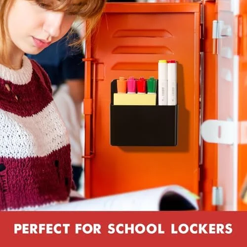 BEYGORM 2 Pack Plastic Magnetic Pen Holder for Refrigerator - Dry Erase Marker Holder for Whiteboard，Magnet School Locker Organizer Accessories