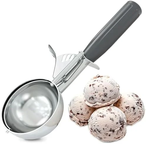 4 oz Large Ice Cream Scoop with Trigger Release #8 - Stainless Steel Cookie Scoop for Baking, Ice Cream & Cookie Dough, Comfort Grip Handle, Easy
