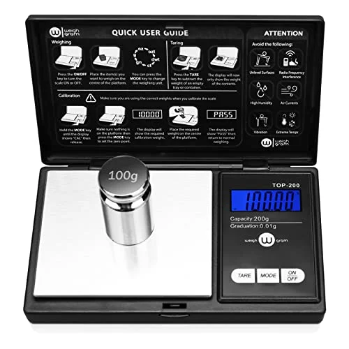 Weigh Gram 200g Digital Pocket Gram Scale 0.01g Accuracy, 200g x 0.01g Mini Digital Grams Scale, Small Food Scale, Jewelry Scale, Ounces Grains Scale