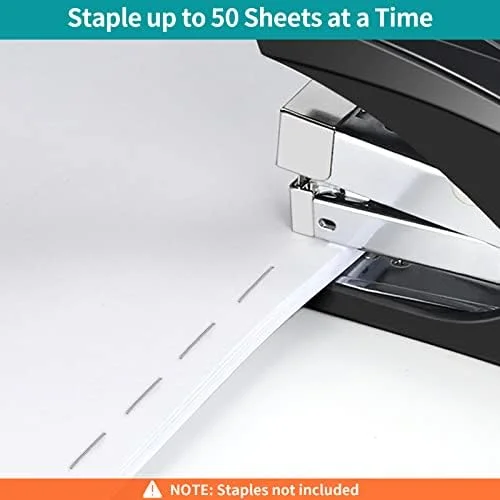 AFMAT Stapler for Desk, 50 Sheet Effortless Desktop Stapler Staple with One Finger, Portable Ergonomic Handheld Staplers Heavy Duty, Built-in