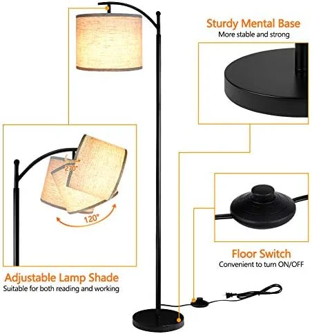 ROTTOGOON Floor Lamp for Living Room with 3 Color Temperatures LED Bulb - Standing Lamp Tall Industrial Floor Lamp Reading for Bedroom, Office (9W LED