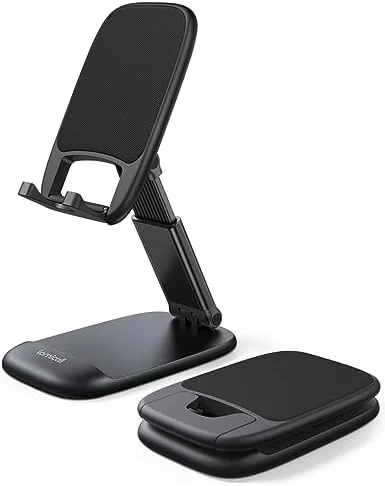 Lamicall Cell Phone Stand for Desk - [Height Adjustable] Foldable Mobile Phone Holder, Portable Stand for iPhone 17 16 15 14 13 12 11 Pro Max Plus