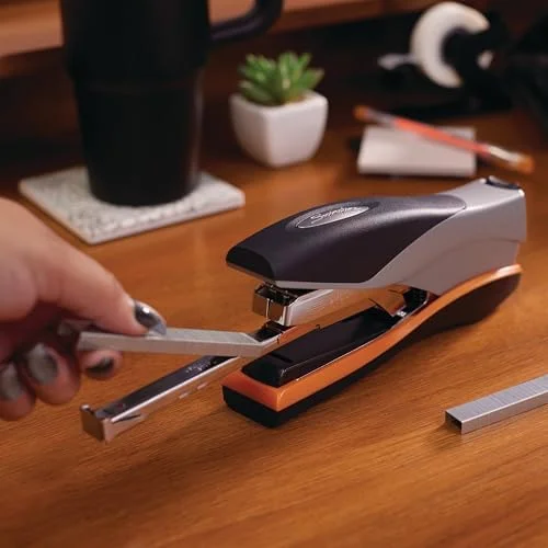 Swingline Stapler - 40 Sheet Capacity, Optima 40, Jam Free, Reduced Effort, Soft Grip, Metal, Orange and Gray (87845)