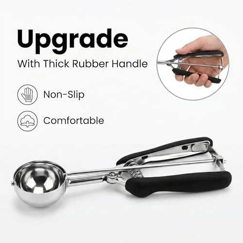 Cookie Scoop Set, 3Pcs Ice Cream Scoop, Cookie Scoops for Baking Set of 3, 18/8 Stainless Steel Cookie Scooper for Baking, Ice Cream Scooper with