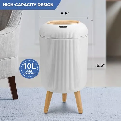 Pukomc Smart Sensor Wastebasket, Convenient and Hygienic Easy to Use, Technology Sensor Waterproof Wastebasket Plastic Trash can for Kitchen
