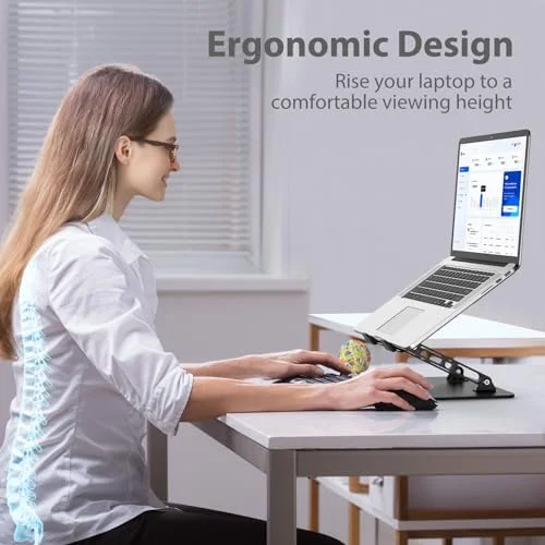Adjustable Laptop Stand for Desk, Metal Foldable Laptop Riser Holder, Portable Desktop Book Stands, Ventilated Cooling Computer Notebook Stand