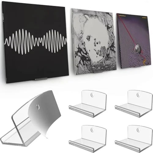 Modern JP Adhesive Vinyl Wall Mount (4-Pack) – Strong Hold Record Holder Wall - Record-Safe Easy Installation, Album Wall Mount for 1LP and 2LP –