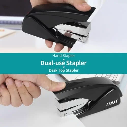 AFMAT Stapler for Desk, 50 Sheet Effortless Desktop Stapler Staple with One Finger, Portable Ergonomic Handheld Staplers Heavy Duty, Built-in