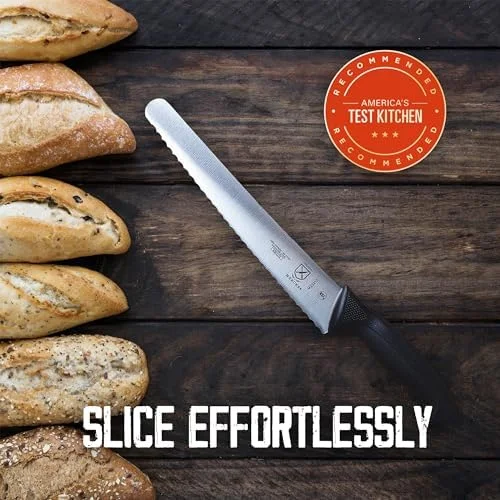 Mercer Culinary M23210 Millennia Black Handle - 10-Inch Wide Wavy Edge, Bread Knife