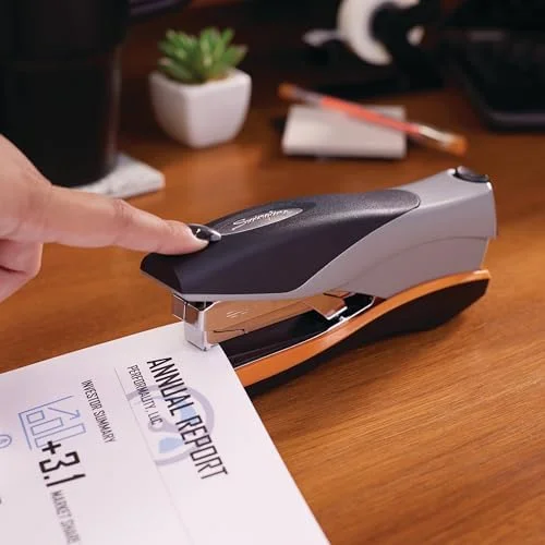 Swingline Stapler - 40 Sheet Capacity, Optima 40, Jam Free, Reduced Effort, Soft Grip, Metal, Orange and Gray (87845)