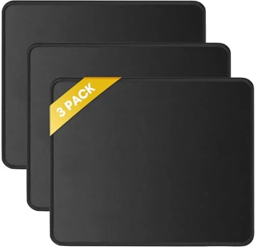 JIKIOU 3 Pack Mouse Pad with Stitched Edge, Comfortable Mouse Pads with Non-Slip Rubber Base, Washable Mousepads Bulk with Comfortable Cloth, Mouse