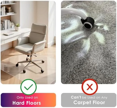 Kuyal Clear Chair mat for Hard Floors 36 x 48 inches Transparent Floor Mats Wood/Tile Protection Mat for Office & Home (36" X 48" Rectangle)