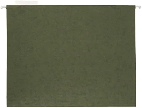 Amazon Basics Hanging File Folders with Adjustable Tabs - Sturdy Expandable Document Organizer, Letter Size 8.5x11 inch, Green, 25-Pack