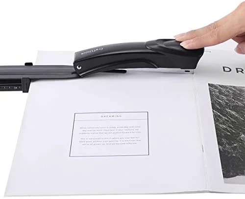 Long Reach Stapler, with 2000 Staples & Stapler Remover Full Strip，20-25 Sheet Capacity, with Built-in Ruler and Adjustable Locking Paper Guide, Black