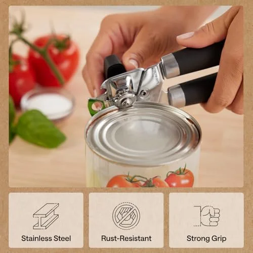GORILLA GRIP Heavy Duty Stainless Steel Smooth Edge Manual Can Opener and Bottle Openers - US Designed, Comfortable Handle, Oversized Handheld Turn