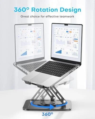 LOXP Adjustable Laptop Stand - Computer Stand with 360 Rotating Base, Ergonomic Laptop Riser Mount for Desk Foldable Protable Computer Desk Fits with