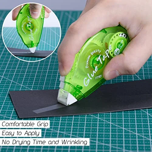 12 Pack Double Sided Tape Roller - Scrapbooking Tape, Permanent Adhesive Tape Dispenser Runner for Crafts and Arts Projects, Photo-Safe