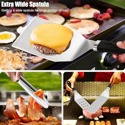 Grilliance 27pcs Griddle Accessories Kit for Blackstone, Professional Hibachi Flat Top Grill Tools, Enlarged Spatula Gift Set with Basting