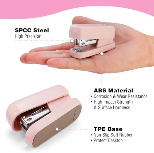 WORKPRO Mini Stapler with Staples - Pink Stapler Set Includes Two Small Staplers, One Staple Remover, 2000 Standard Staples - Cute Staplers for Desk
