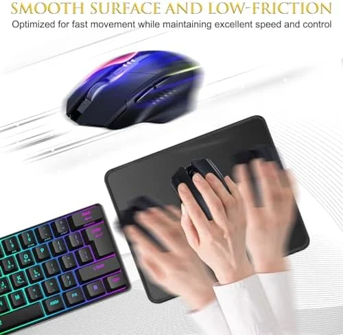 JIKIOU 3 Pack Mouse Pad with Stitched Edge, Comfortable Mouse Pads with Non-Slip Rubber Base, Washable Mousepads Bulk with Comfortable Cloth, Mouse