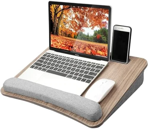 HUANUO Laptop Lap Desk - Portable Lap Desk with Pillow Cushion - Fits up to 15.6 inch Laptop, with Anti-Slip Strip & Storage Function for Home Office