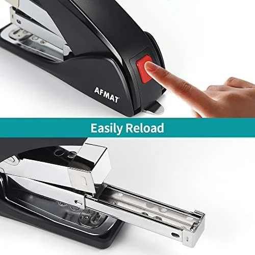 AFMAT Stapler for Desk, 50 Sheet Effortless Desktop Stapler Staple with One Finger, Portable Ergonomic Handheld Staplers Heavy Duty, Built-in