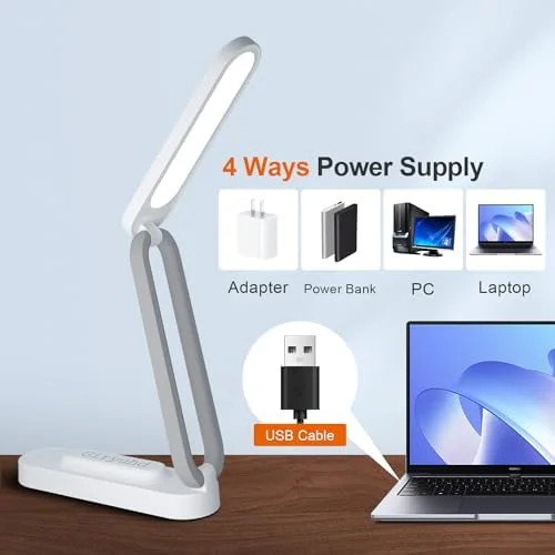 Giryuhd LED Desk Lamp for Office Home & Battery Operated Lamp Rechargeable Lamp Foldable & Portable Light, LED Desk Light Strip, 3 Brightness