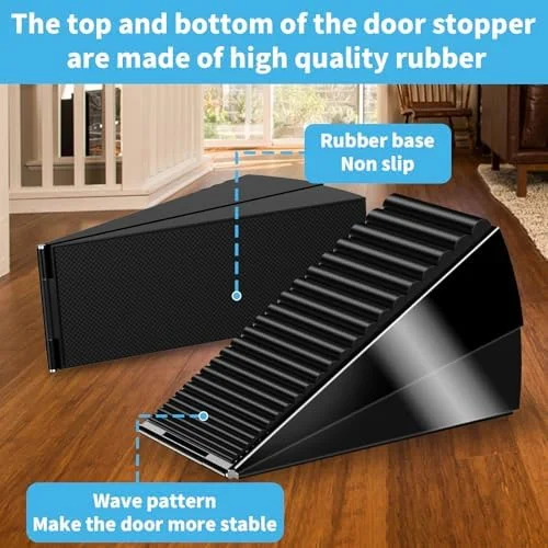 AIMAXINKE Door Stoppers for Bottom of Door- Large Spring Heavy Duty Door Stop Wedge - 3'' High Adjustable Metal Tall Doorstop, Strongest Rubber Grip