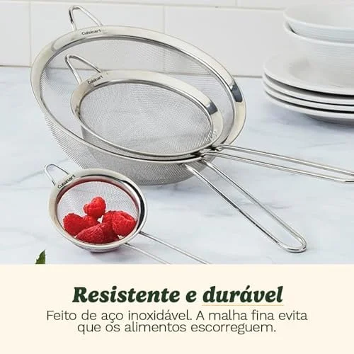 Cuisinart - Mesh Strainers, Stainless Steel Mesh Strainers for Kitchen, Fine Mesh Kitchen Strainer Set for Sifting, Straining and Cooking, Ctg-00-3Ms