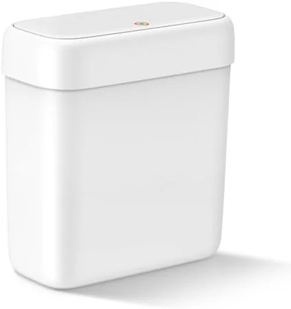 MOPALL Small Bathroom Trash Can with Lid, 2.6 Gallons, 10 L Slim Plastic Garbage Bin with Pop-Up Lid, Mini Waste Basket Can Dog Proof for Kitchen