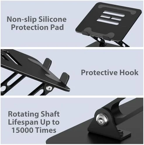 Adjustable Laptop Stand for Desk, Metal Foldable Laptop Riser Holder, Portable Desktop Book Stands, Ventilated Cooling Computer Notebook Stand