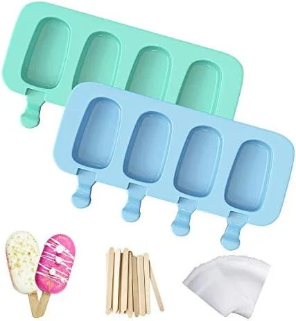 Popsicles Molds, Ozera 2 Pack Homemade Cake Pop Molds, Reusable Silicone Ice Pop Cream Maker Cakesicle Molds with 50 Wooden Sticks & 50 Bags