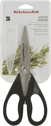 KitchenAid All Purpose Kitchen Shears with Protective Sheath Durable Stainless Steel Scissors, Dishwasher Safe, Soft Grip Comfort Handle, 8.72 Inch