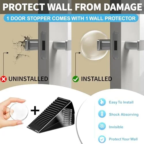 AIMAXINKE Door Stoppers for Bottom of Door- Large Spring Heavy Duty Door Stop Wedge - 3'' High Adjustable Metal Tall Doorstop, Strongest Rubber Grip