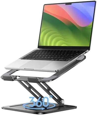 LOXP Adjustable Laptop Stand - Computer Stand with 360 Rotating Base, Ergonomic Laptop Riser Mount for Desk Foldable Protable Computer Desk Fits with