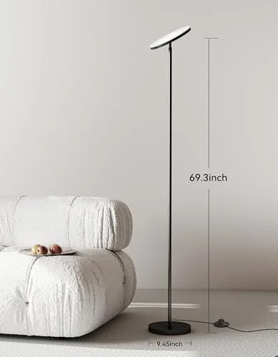 JOOFO LED Floor Lamp – Super Bright Torchiere with Remote & Foot Switch - Stepless Dimmable Tall Standing Lamp, 69" Modern Pole Light for Corner