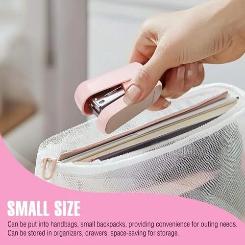 WORKPRO Mini Stapler with Staples - Pink Stapler Set Includes Two Small Staplers, One Staple Remover, 2000 Standard Staples - Cute Staplers for Desk
