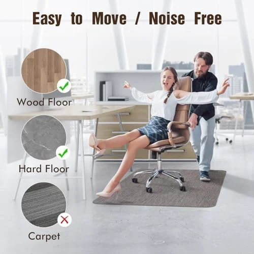 Blvornl Office Chair Mat for Hardwood Floor, 36" x 48" Desk Computer Chair Mat for Hard Wood and Tile Floor, Large Anti-Slip Hard Floor Protector