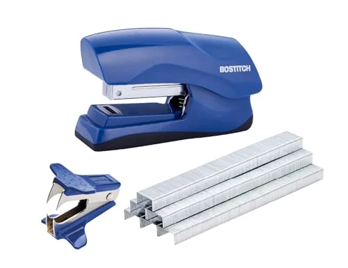 Bostitch Office Heavy Duty 40 Sheet Stapler with 1250 Staples & Claw Remover, Small Stapler Size, Fits into The Palm of Your Hand, Value Pack, Blue